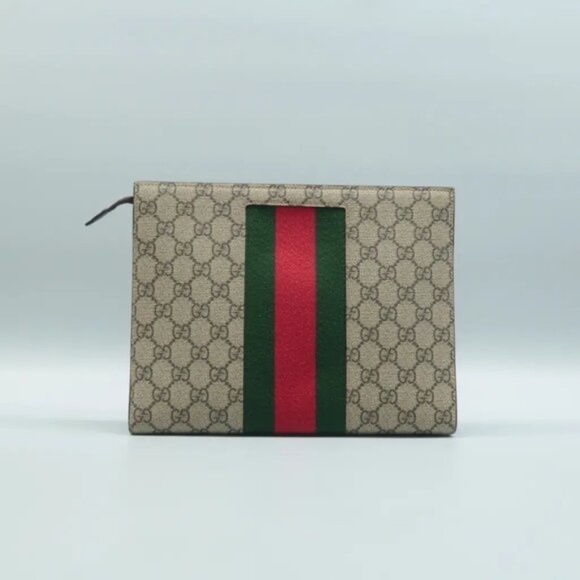 100% Authentic GUCCI Brown GG Canvas Clutch Bag 649-6824 - Picture 2 of 12